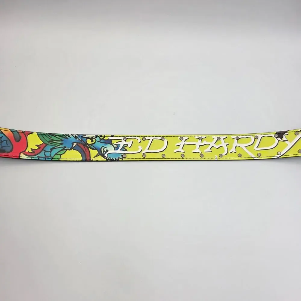Ed Hardy Dragon Tattoo Neon Print Belt Men's Size 32 New